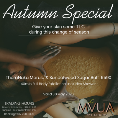 Autumn special Full body scrub Mvua Wellness Spa